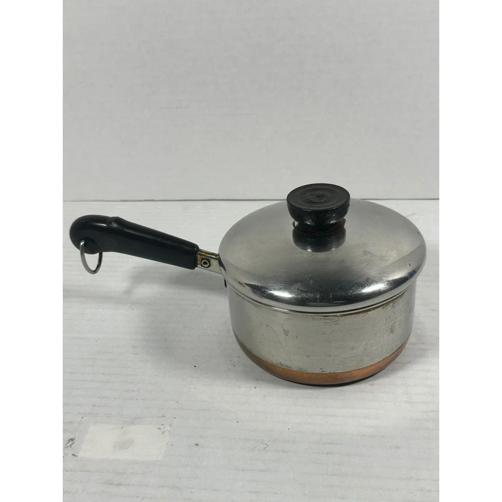 Revere Ware 1 Qt Saucepan with‎ Lid Copper Clad Bottom Stainless Steel 1801 USA